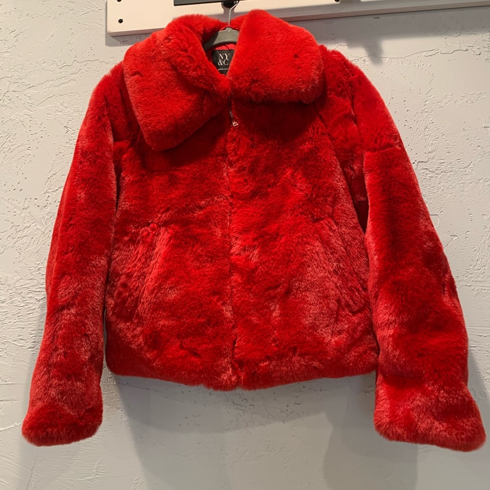 Red Faux Fur Coat